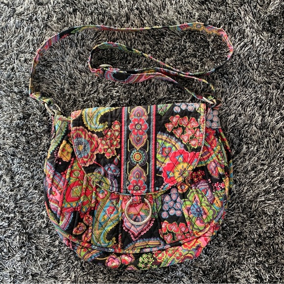 Vera Bradley Crossbody Bag Cottagecore Floral Boho Quilted Hippie Colourful Hobo - Picture 2 of 10